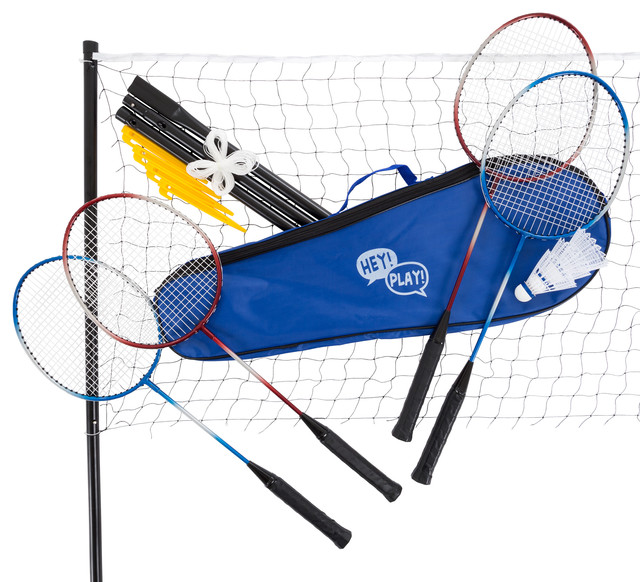 Sporting Goods Net 4 Players Professional Badminton Set 4 X Rackets 2 X Shuttlecocks Poles Badminton