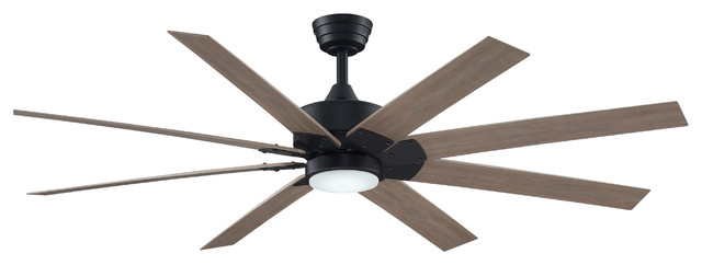 Levon 64 Ceiling Fan Black With Washed Pine Blades Transitional