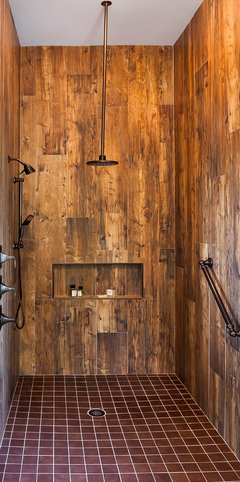 Rustic Walk In Shower - Rustic - Bathroom - Tampa - by Emcy Interior Design