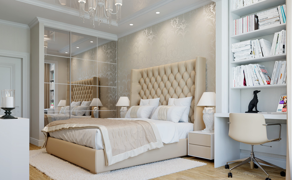 Спальная комната в бежевых тонах