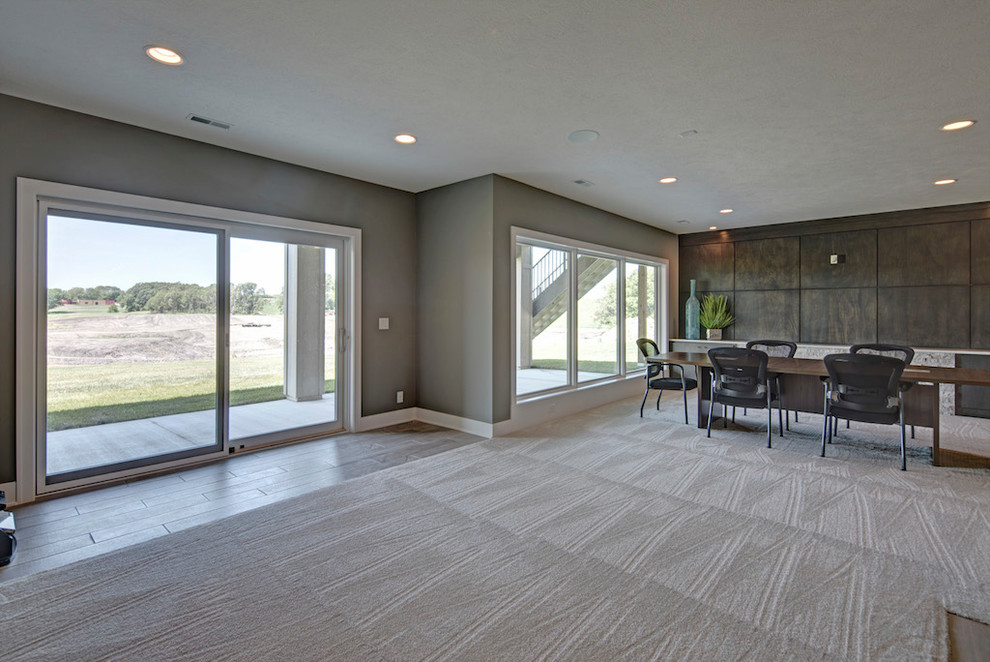 This is an example of a contemporary basement in Omaha.