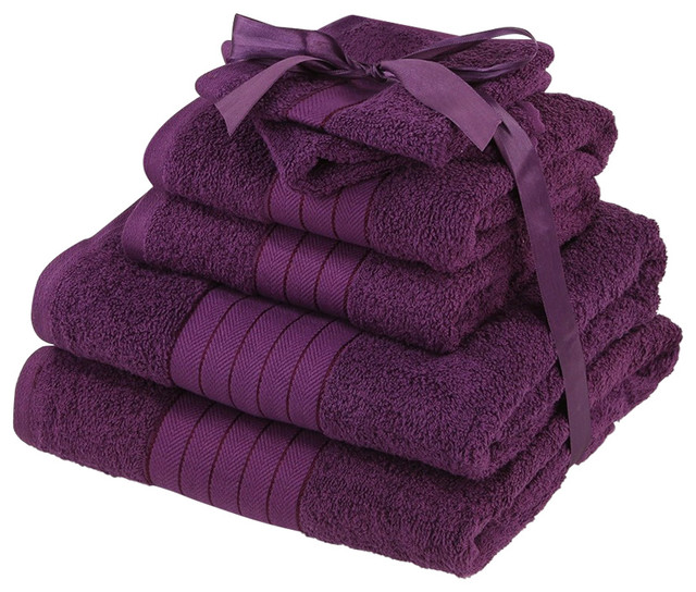 Luxury Supersoft 6-Piece Hand Bath Towels Bale 100% Egyptian Cotton, Purple
