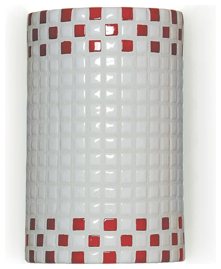 Checkers Modern Mosaic Wall Sconce - Red and White
