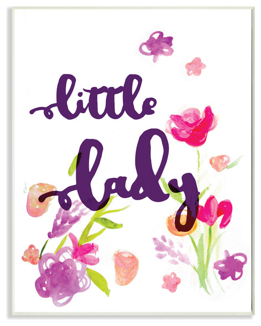 Little Lady Typography Floral, Plaque, 10"x15"