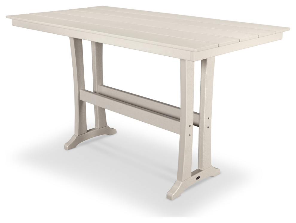 POLYWOOD Farmhouse 37" x 72" Bar Table Beach Style Outdoor Pub And Bistro Tables by