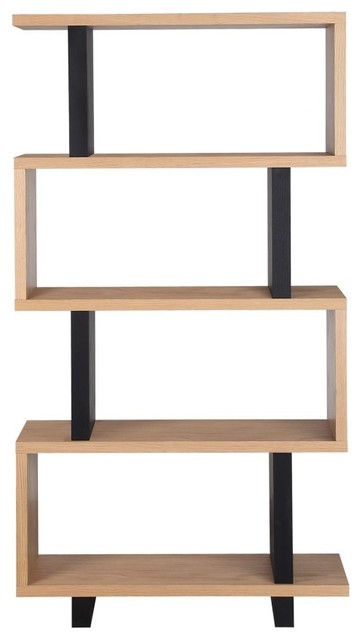 66 T Jason Bookshelf White And Black Oak Veneer Contemporary