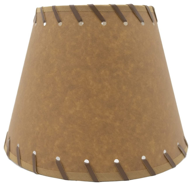 Oiled Parchment Stitched Trim 10" Uno Lamp Shade Southwestern Lamp
