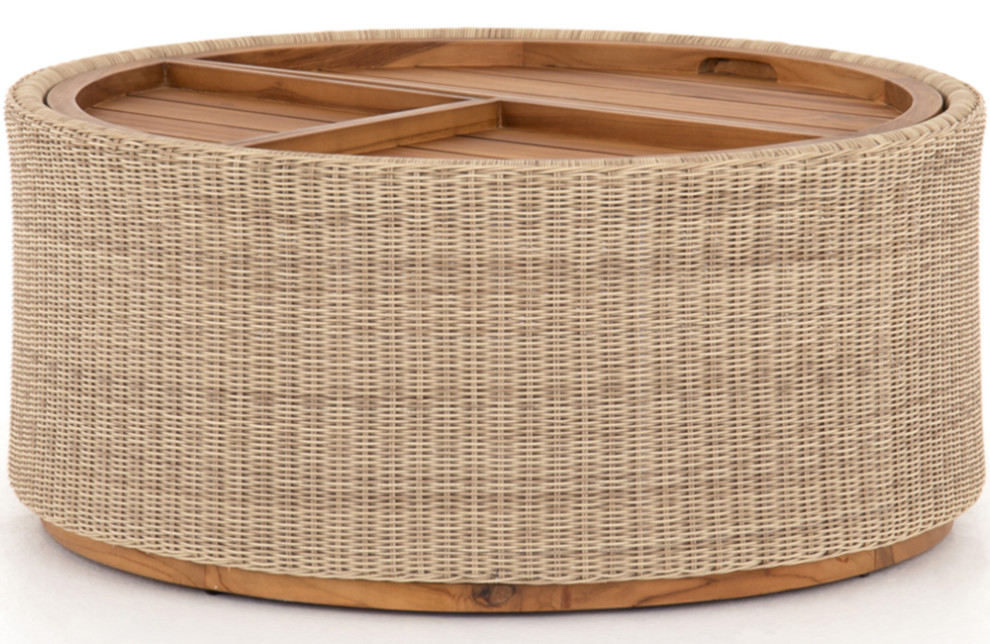Haukur Outdoor Storage Coffee Table Tropical Outdoor Coffee Tables