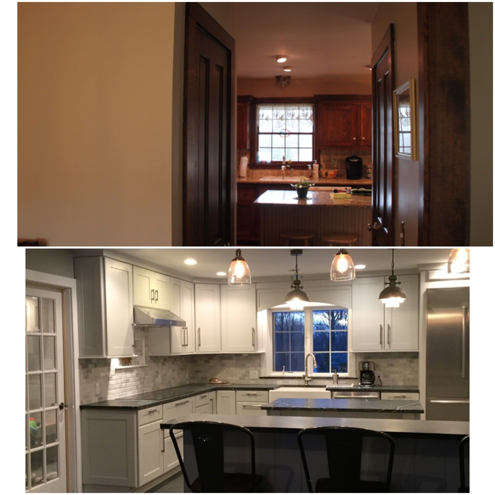 Client kitchen before and after