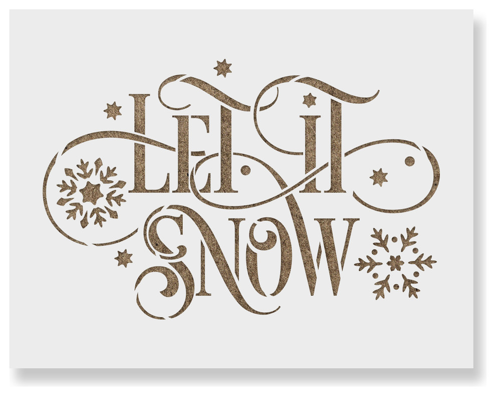 Let It Snow Stencil Template Reusable Holiday Stencil Contemporary