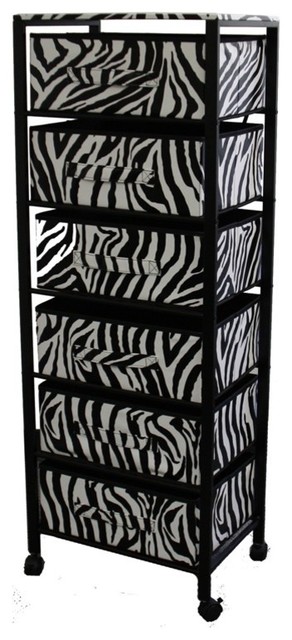 Wild Animal Print Black White Zebra 6 Shelf Hanger Closet Storage Organizer 