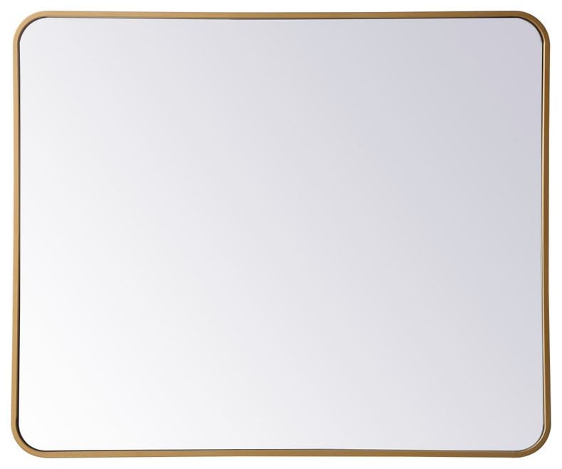 Elegant Decor MR803036BR Soft Corner Metal Rectangular Mirror, 30"x36"