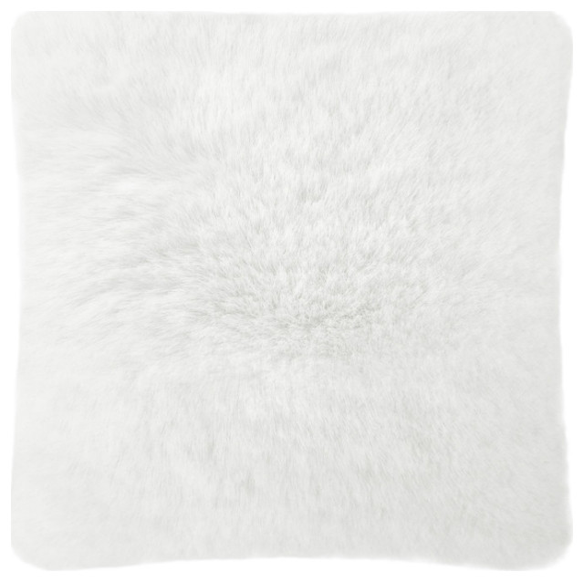 Rex Rabbit Faux Fur Pillow, White, 20"x20" Contemporary Decorative Pillows by G.L. Bowron
