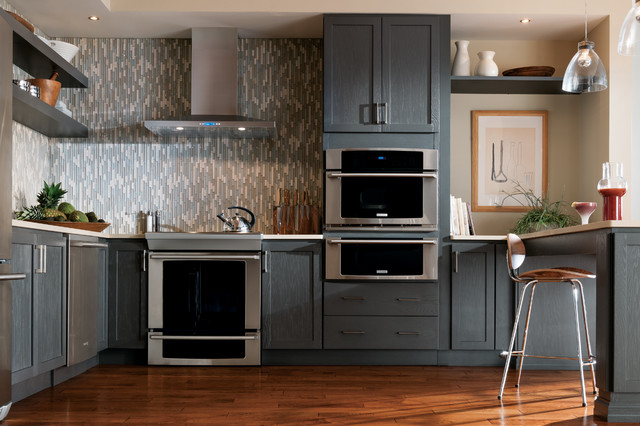 Starmark Cabinetry Kitchen With Gray Cabinets Transitional