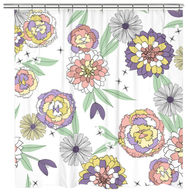 Laural Home Kathy Ireland Retro Floral Bloom Shower Curtain