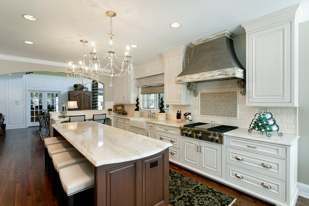 Chic Distressed White Kitchen Barrington Il Traditional