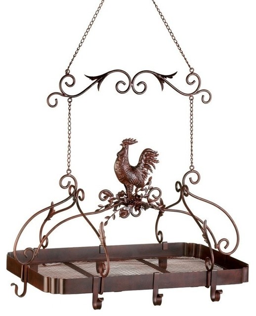 Country Rooster Kitchen Rack Farmhouse Pot Racks And