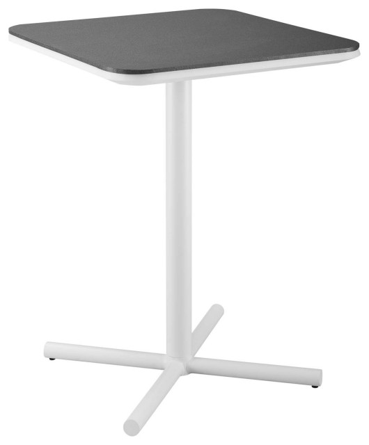 Raleigh Outdoor Patio Aluminum Bar Table, White Contemporary