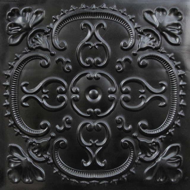 24 X24 D217 Black Ceiling Tiles Faux Tin Pvc Traditional