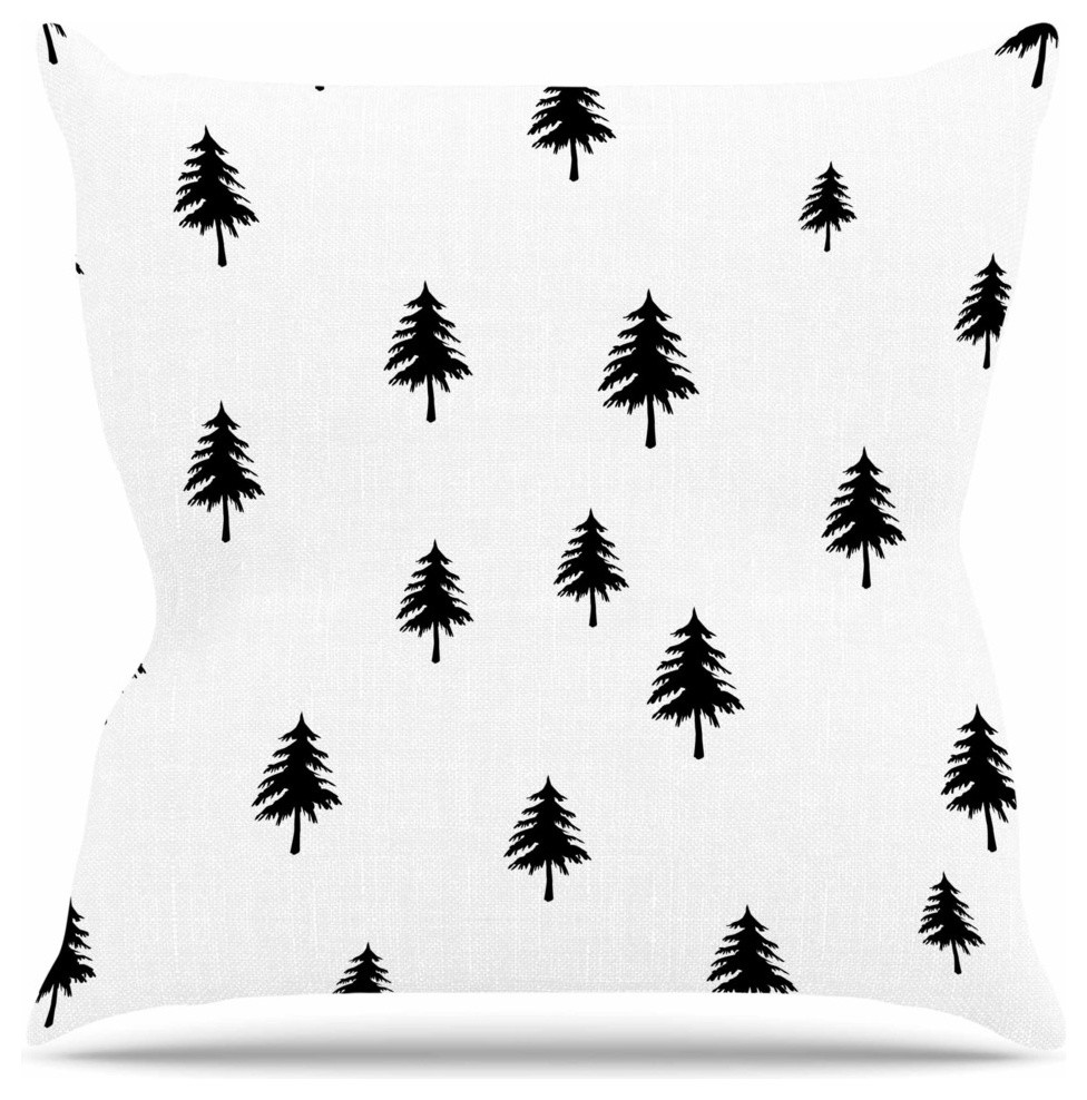 Suzanne Carter "Pine Tree" Black White Throw Pillow, 26"x26"