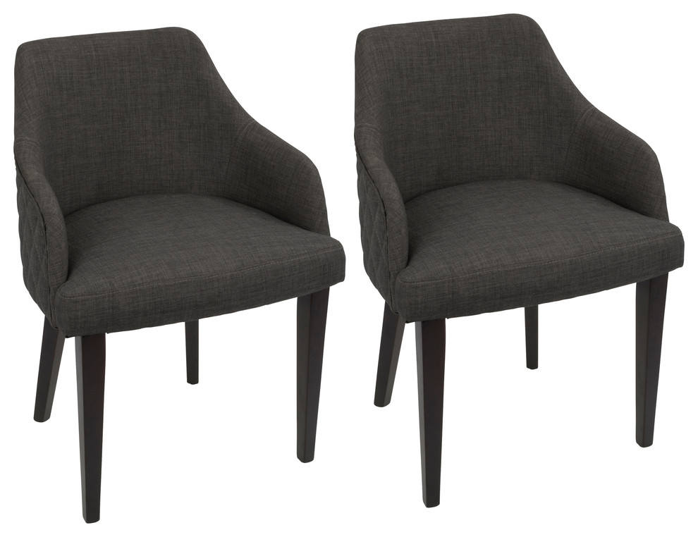 LumiSource Elliott Dining Chair, Set of 3, Espresso and Charcoal
