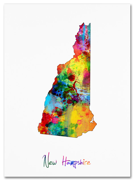 "New Hampshire Map" Canvas Art by Michael Tompsett - Traditional ...