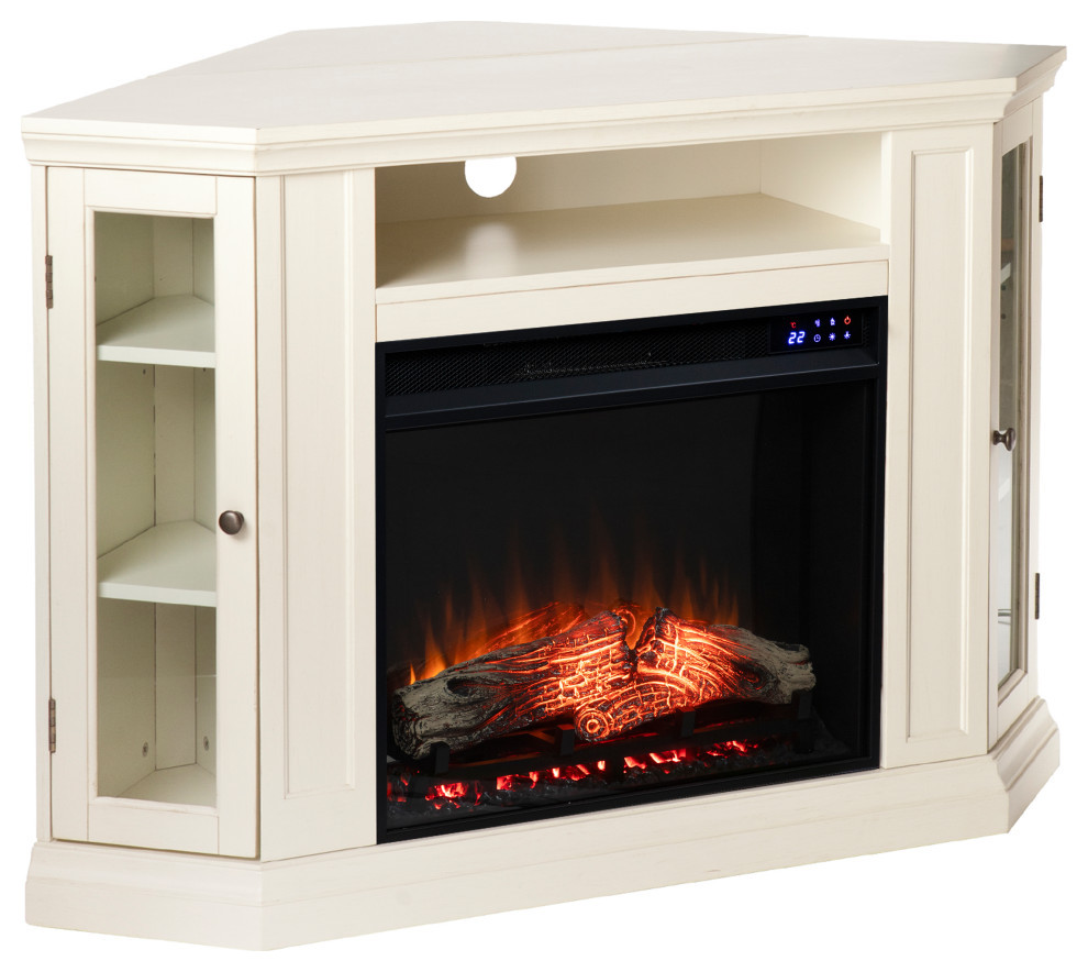 Elga Electric Corner Fireplace With Storage Transitional Indoor
