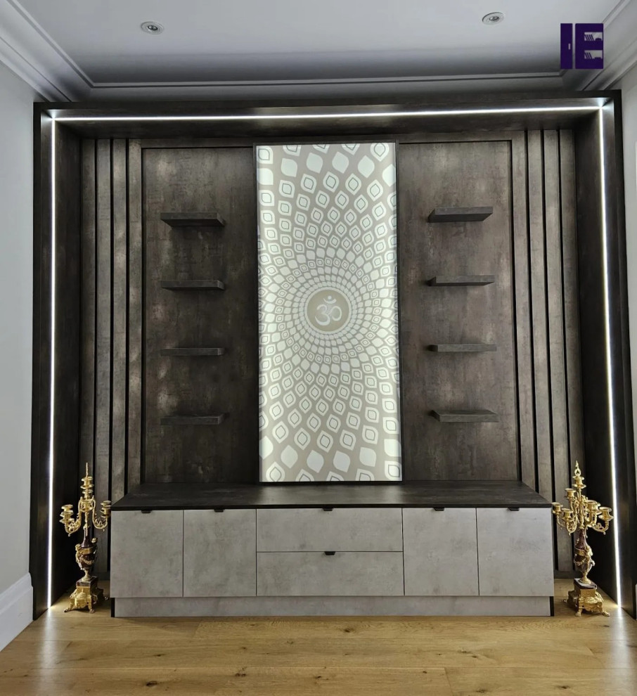 Frosted Sliding Glass Door Puja & Study Room in London | Inspired ...