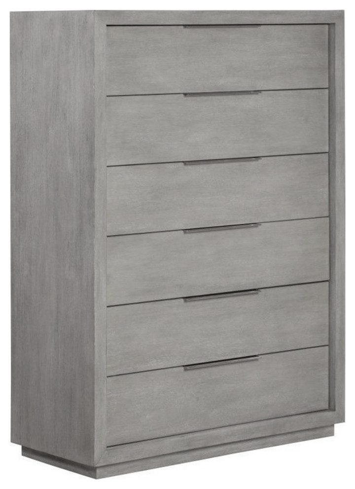Benzara BM273434 Modern Acacia Wood 6 Drawer Tall Dresser Chest