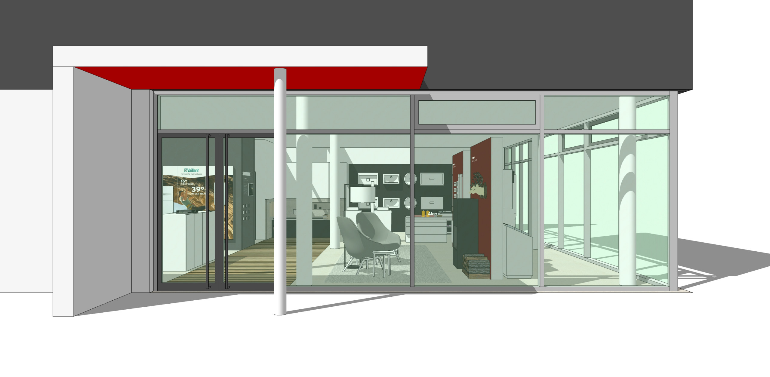 Vesta Showroom Bad Sanitär Heizung Büro Planung Präsentation Umplanung Modernisierung Ausstellung Interior Design NRW Krefeld Lörrach Andernach Architektur Innenarchitektur Gestaltung 3D Haas Mandau