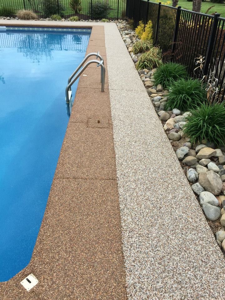 Mid-sized transitional backyard concrete and custom-shaped pool photo