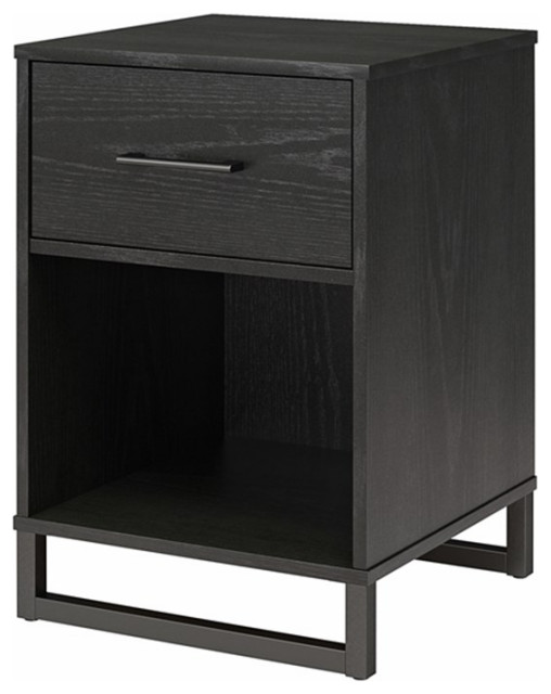 Ameriwood Home Monterey Nightstand in Black Oak Transitional