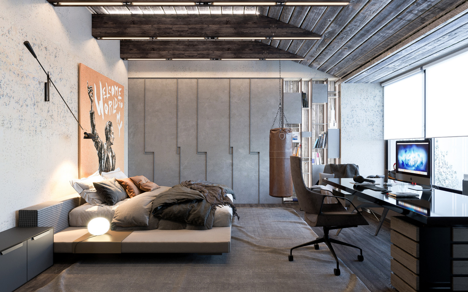 КОМНАТЫ В СТИЛЕ " БРУТАЛЬНЫЙ ЛОФТ"