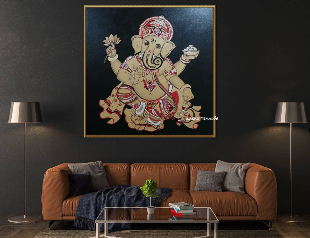 Выполненный проект. Картина " Ганеша" с золотом.