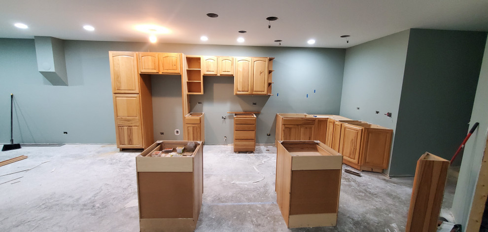Finished basement kitchen in progress