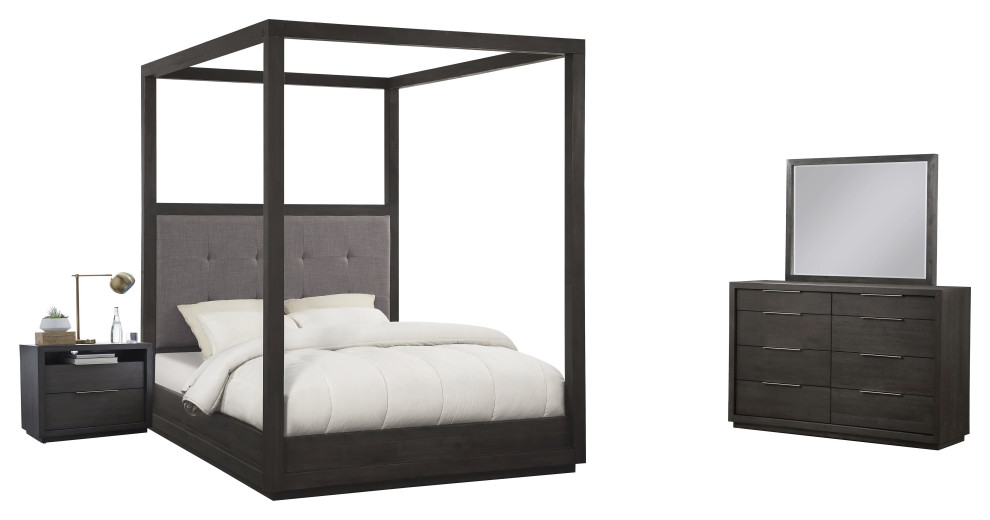 Modus Oxford 4 Piece Cal King Canopy Bedroom Set With Nightstand