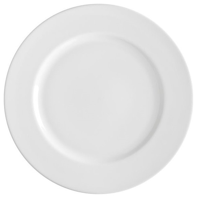 10" Royal White Dinner Plates, Set of 6 Contemporary Dinner Plates
