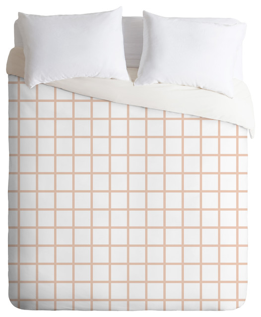 Little Arrow Design Co Blush Grid Duvet Cover Set Contemporary