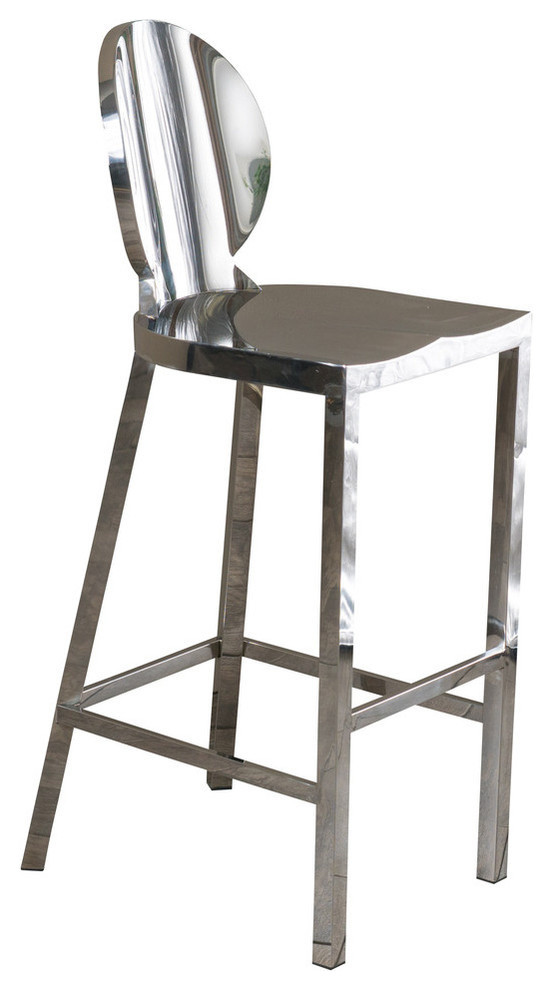 Ajay Stainless Steel Bar Stool - Contemporary - Bar Stools And Counter Stools - by GDFStudio