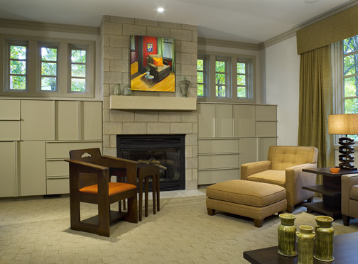 Design ideas for an eclectic family room in Grand Rapids.