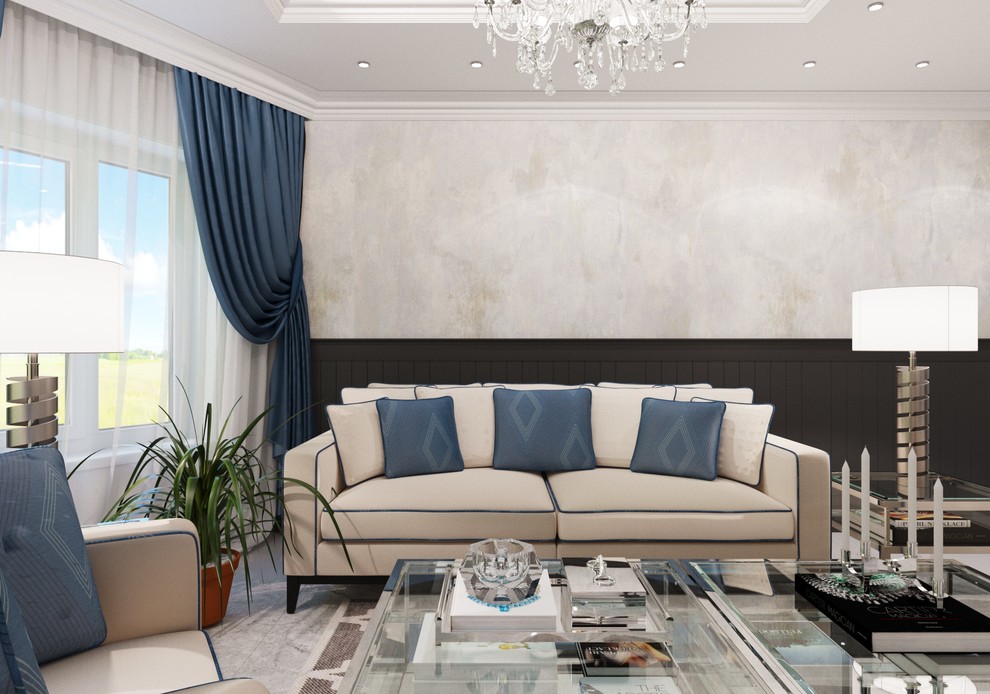 Проект совмещеной гостиной с кухней