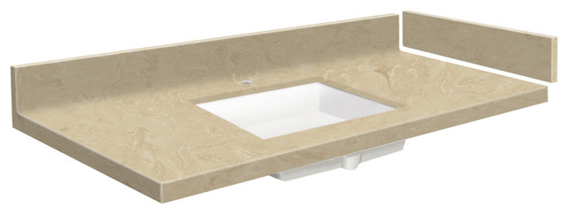 Transolid 31 in. Solid Surface Vanity Top in Almond Sky with Single Hole