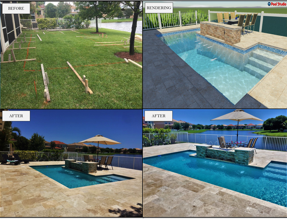 Example of a transitional home design design in Miami