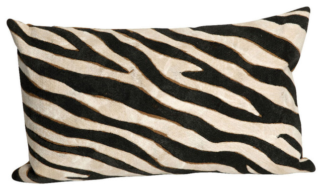 Visions I Zebra Pillow, Black, 12"x20"