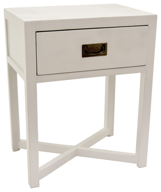 Three Hands Side Table With 1 Drawer White 24 Transitional Three Hands Side Table With 1 Drawer White 24