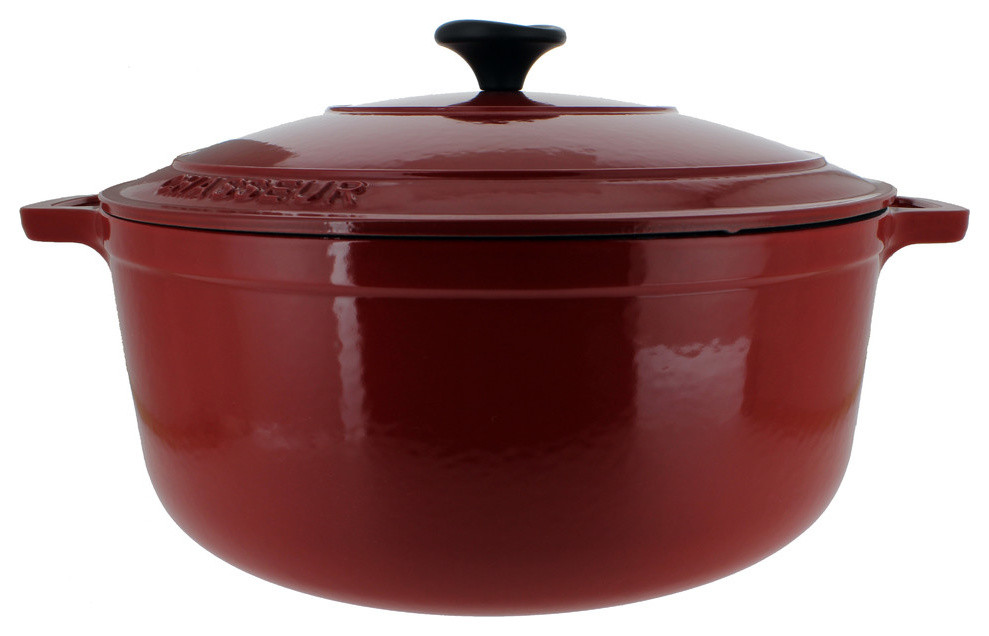 Chasseur 7.1quart French Enameled Cast Iron Round Dutch Oven, Red