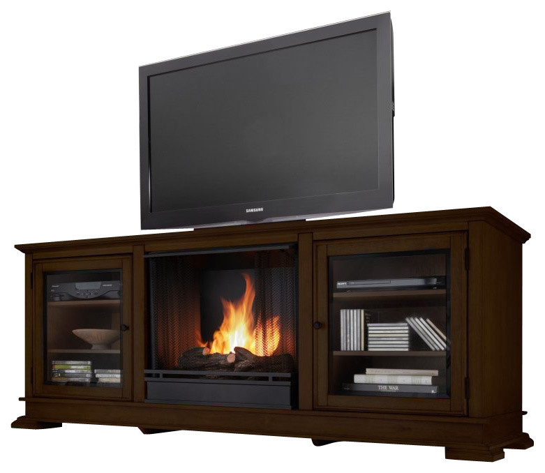 Real Flame Hudson Ventless Gel Fireplace and TV Stand in Espresso