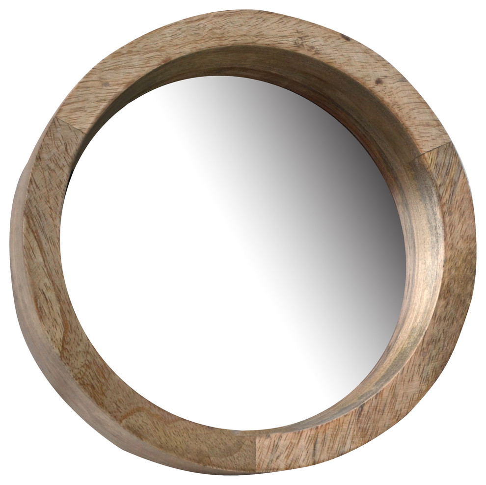 Mango Wood Wall Mirror D9"x3" Rustic Wall Mirrors by A&B Home