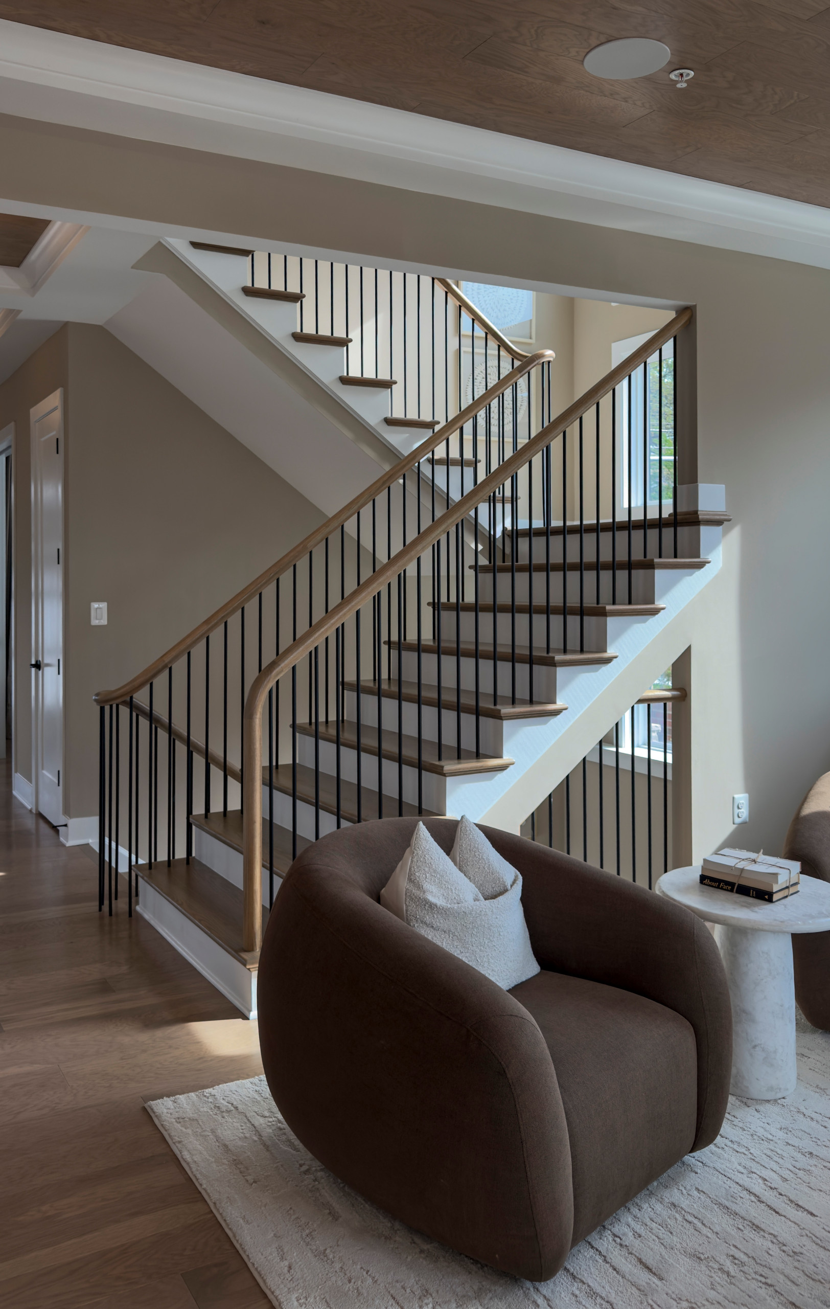 Project #153 | Sophisticated Red Oak Stair with Metal Balusters
