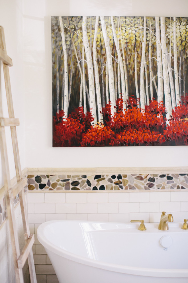 Freestanding bathtub - transitional freestanding bathtub idea with white walls